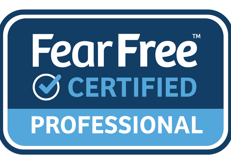 Carousel Slide 5: Did you know many of our staff members are Fear Free certified? Fear Free certified team members have undergone specialized training on pet body language and how to make their experiences as positive as possible. Why is Fear Free certification important? 
This certification helps our staff to understand and address the emotional needs of your pets, reducing anxiety and fear often associated with veterinary visits. This approach can lead to a more enjoyable experience for both pets and their owners, resulting in better overall health outcomes. Our Fear Free certified team is trained in techniques that aim to minimize stress and create a relaxed atmosphere, ensuring that your pet receives the best possible care in a compassionate environment.